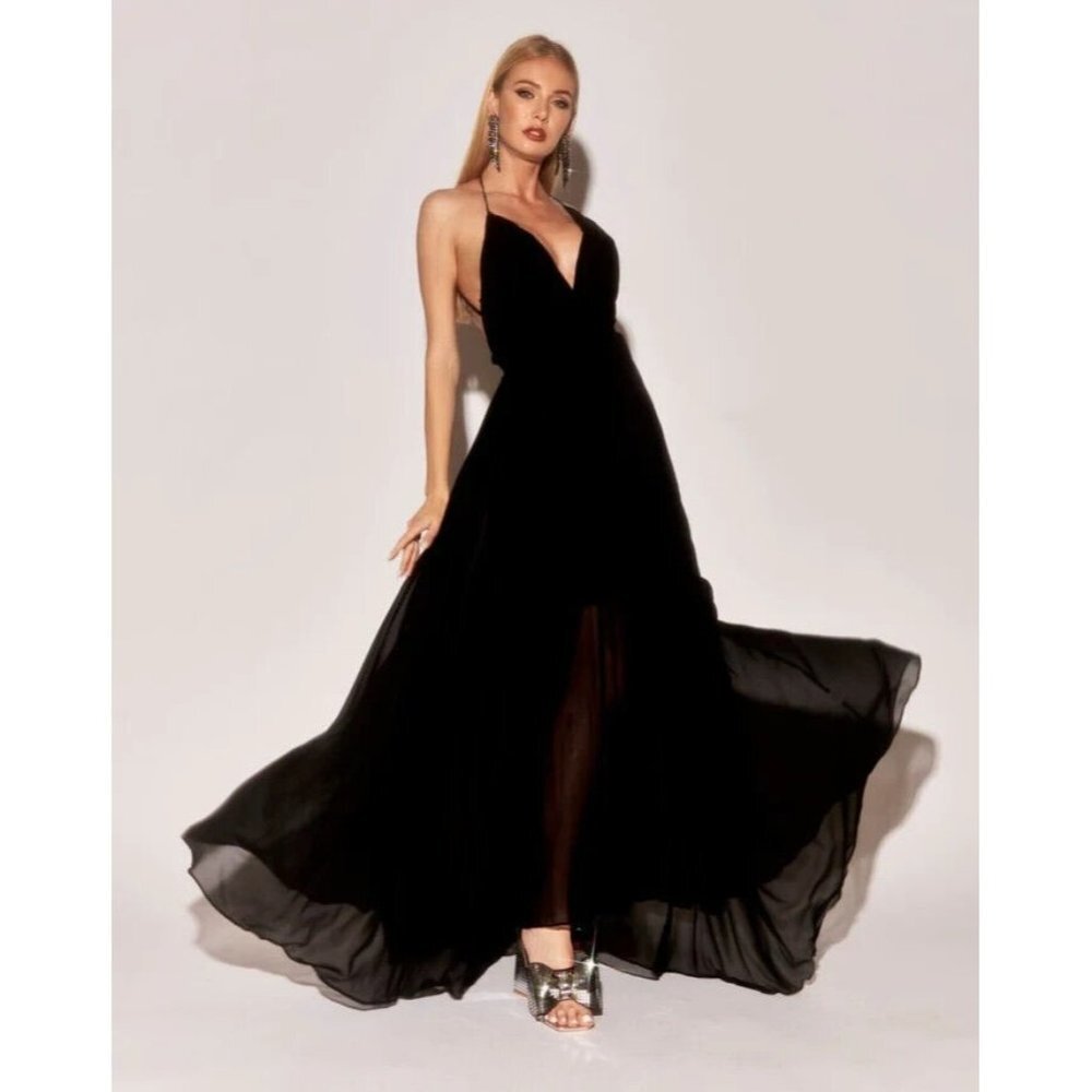 Meghan Los Angeles Womens Enchanted Garden Maxi Dress Black Size XL Extra Large‎